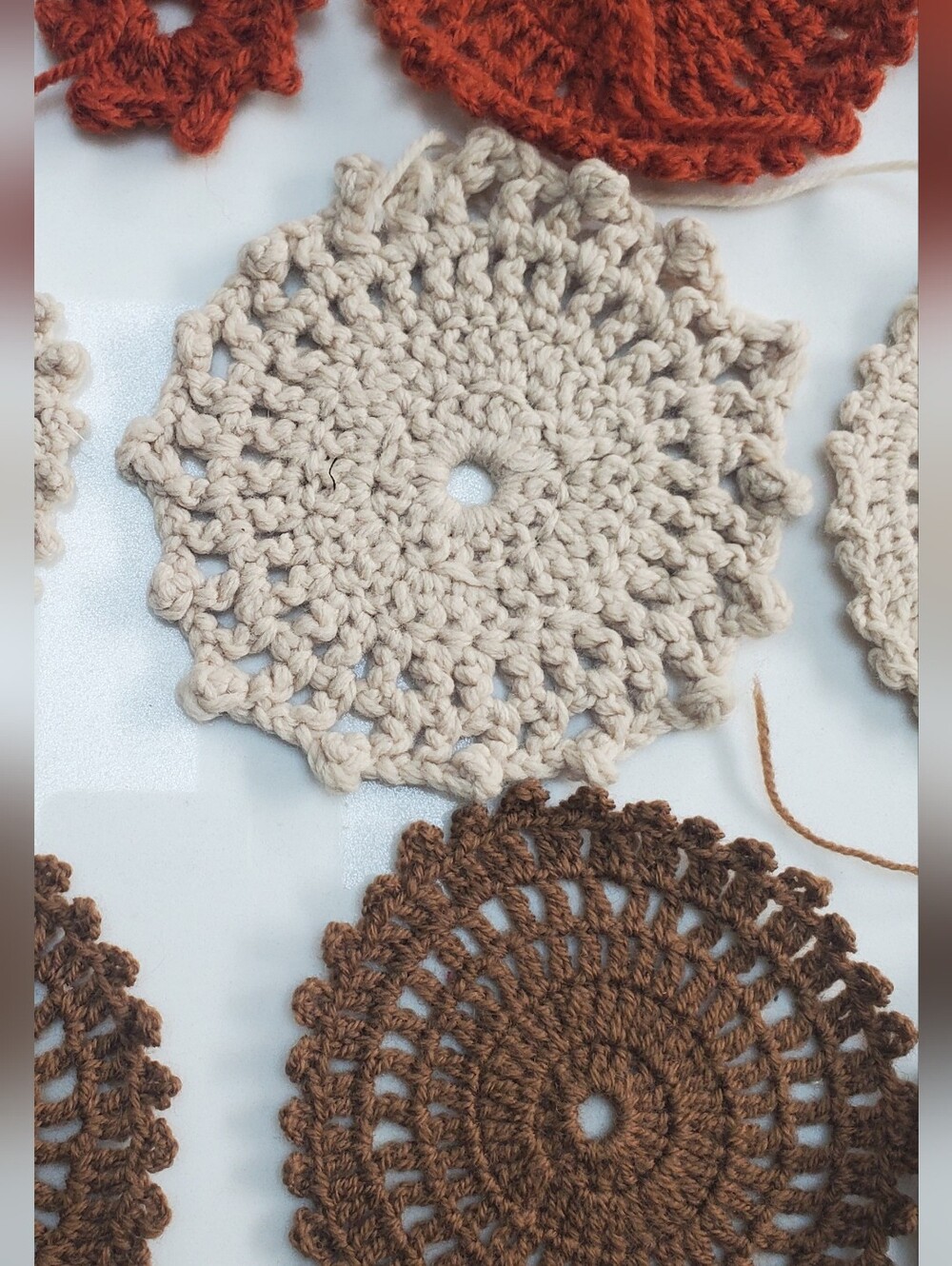 New Earth Toned Different Styles Yarn Crochet Applique Spheres / Stars --Sew On